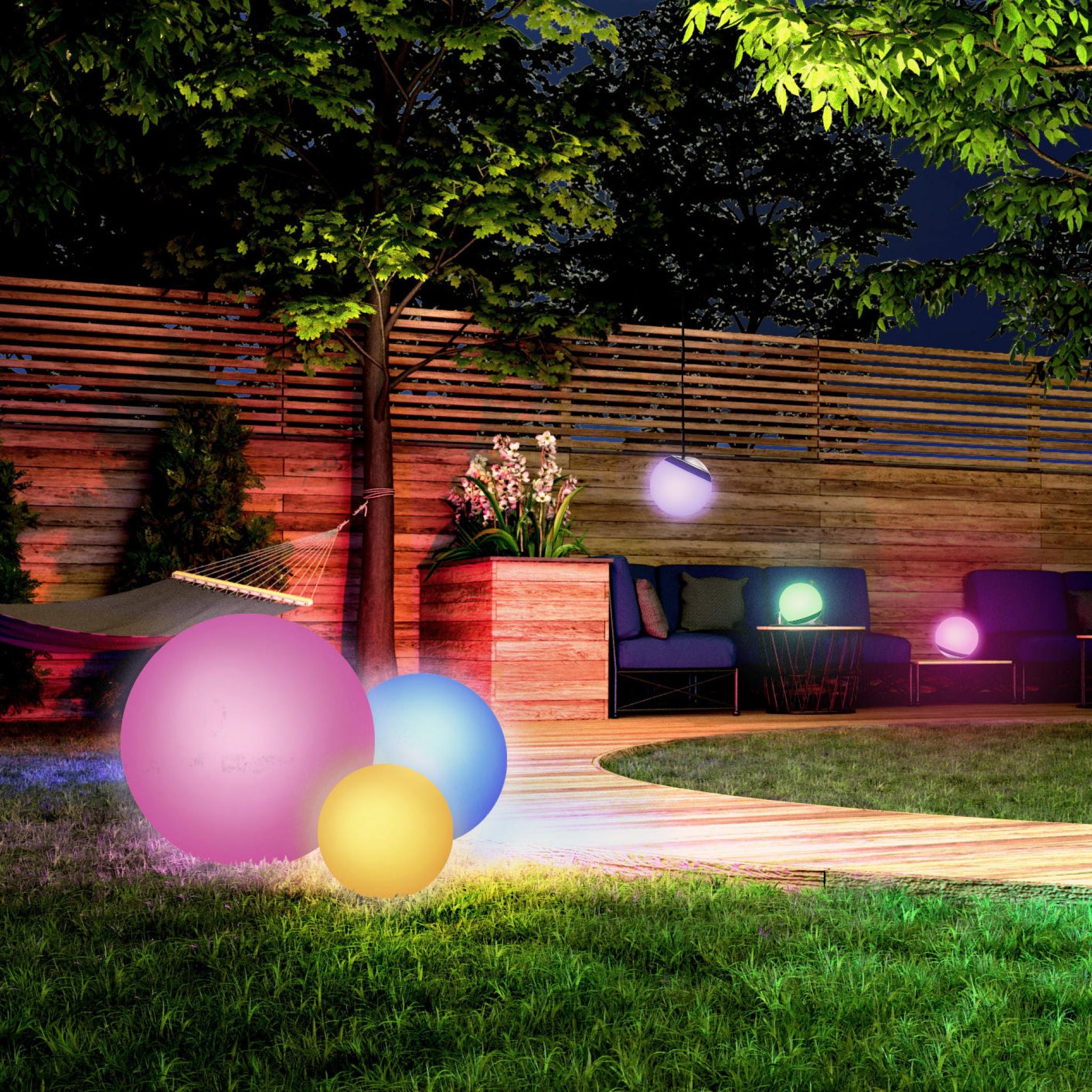 Smarte Outdoor LED-Leuchtkugel Calluna, 50 cm, stone