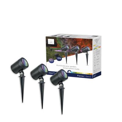 Smarte Outdoor LED-Gartenspots Flores Gen2, Basis-Set