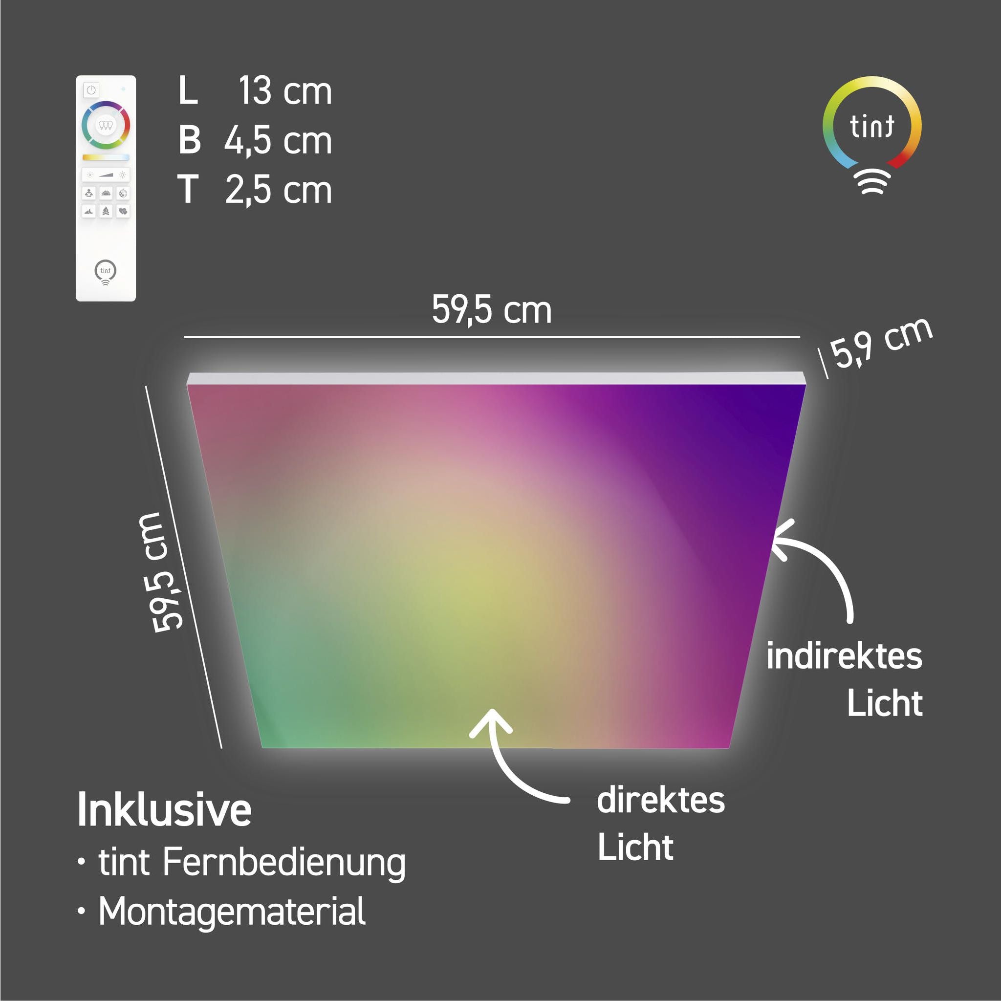 Smartes LED-Panel Aris, 60x60 cm