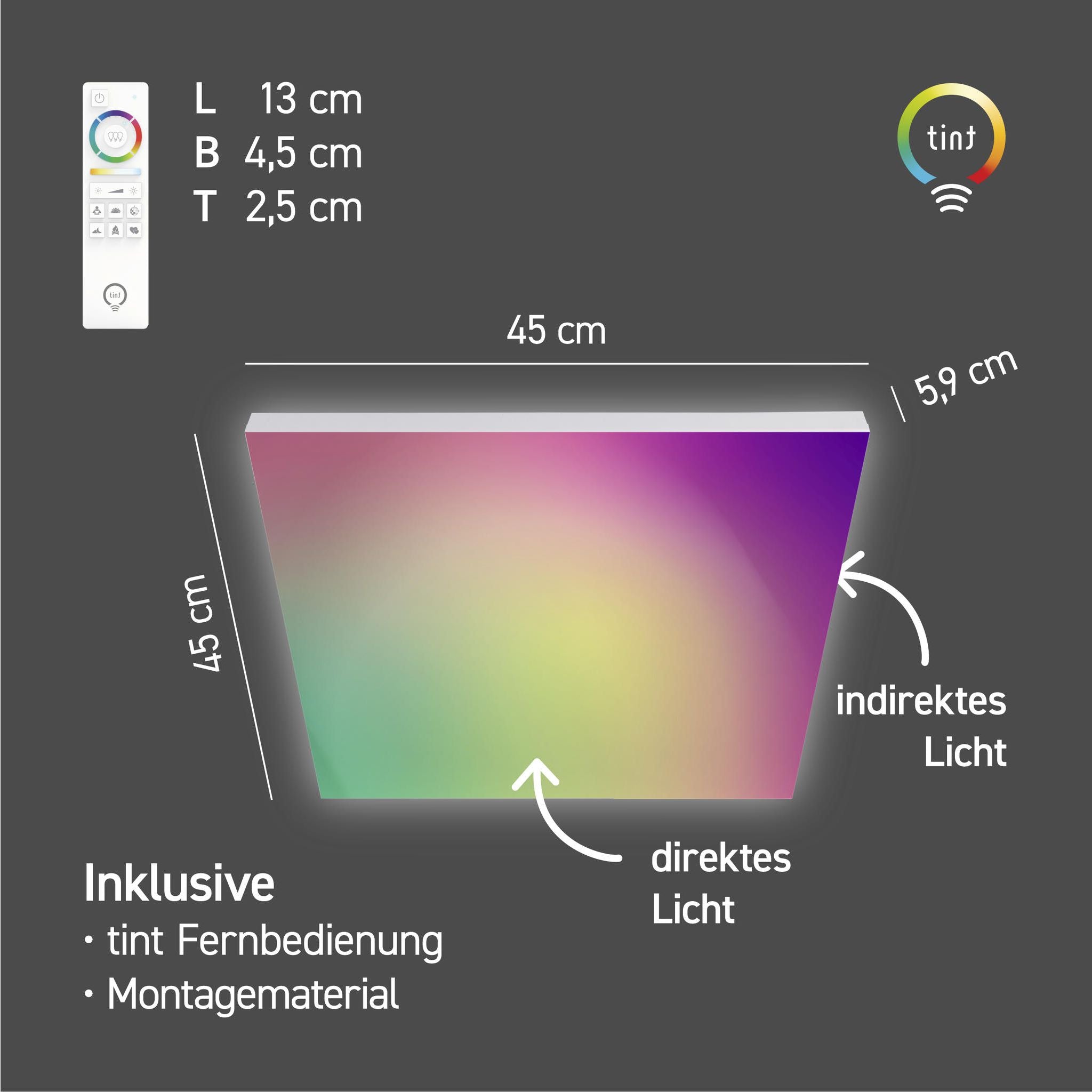 Smartes LED-Panel Aris, 45x45 cm