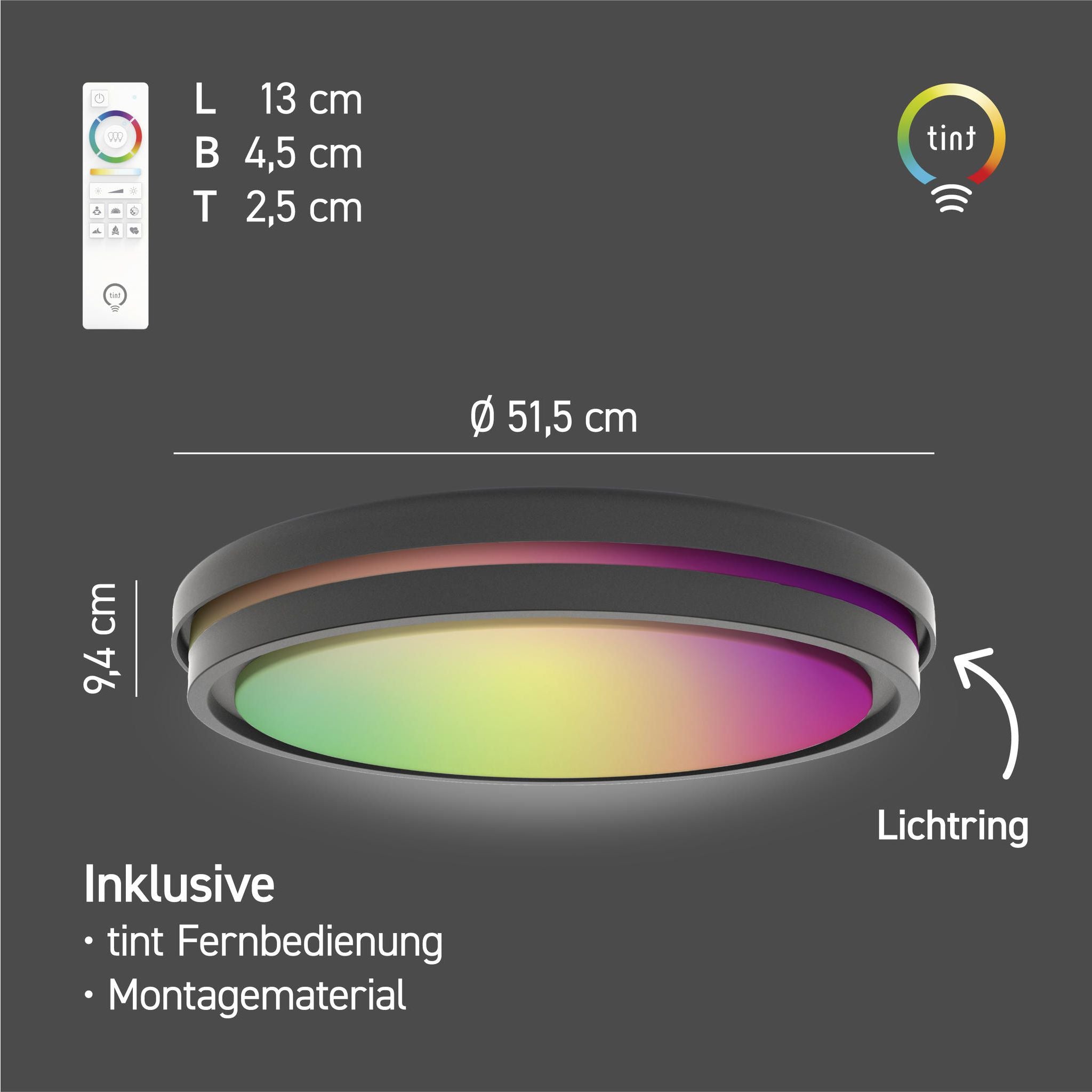 Smarte LED-Deckenleuchte Kea, 52 cm