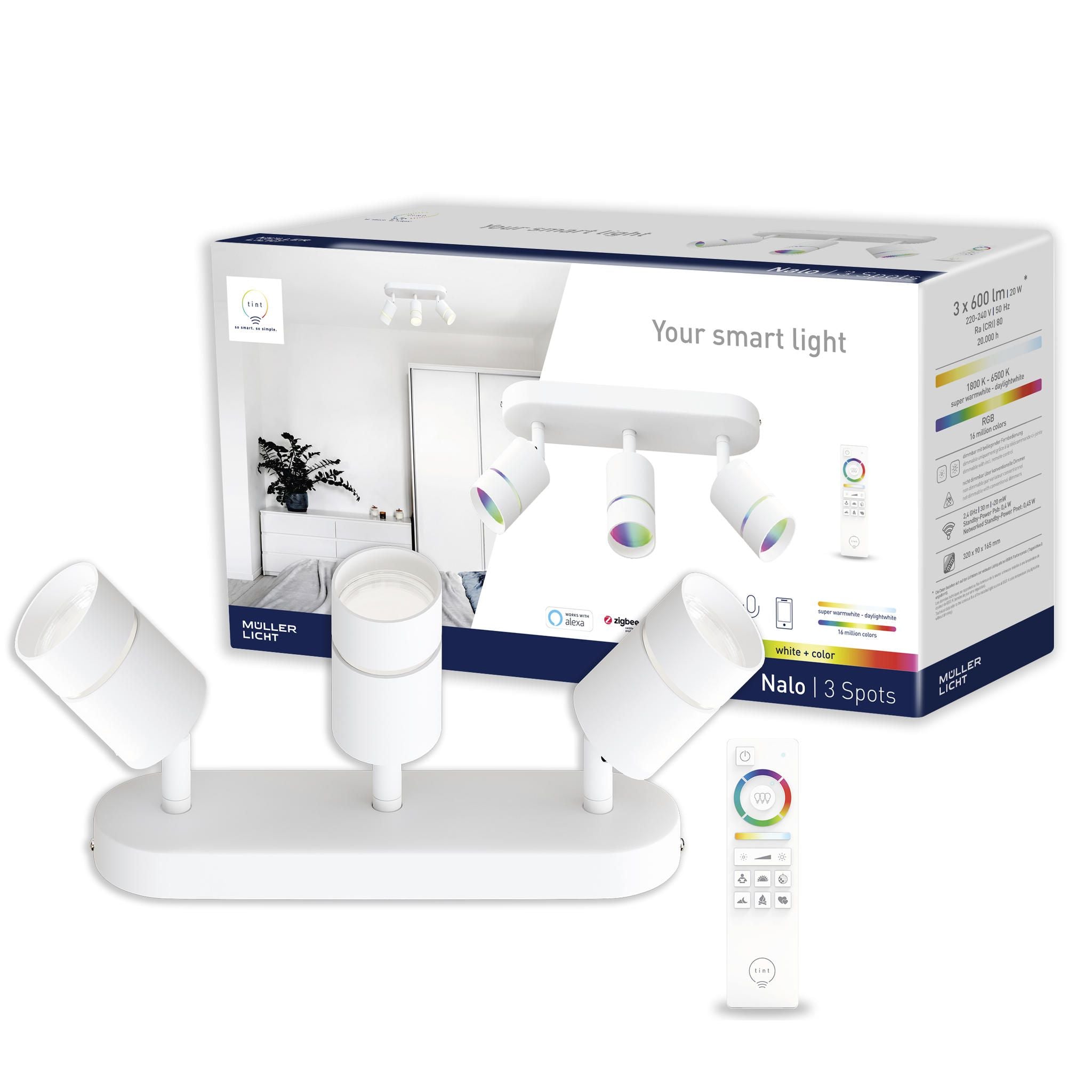 Smarte LED-Spots Nalo, 3er-Spot