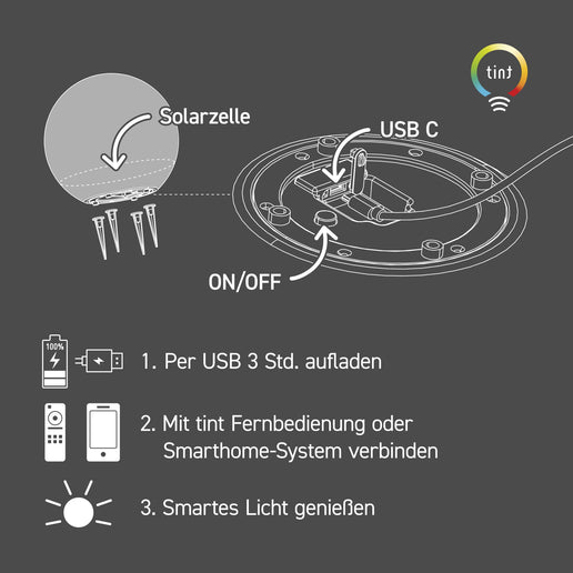 Smarte LED-Leuchtkugel Calluna Solar, 25cm