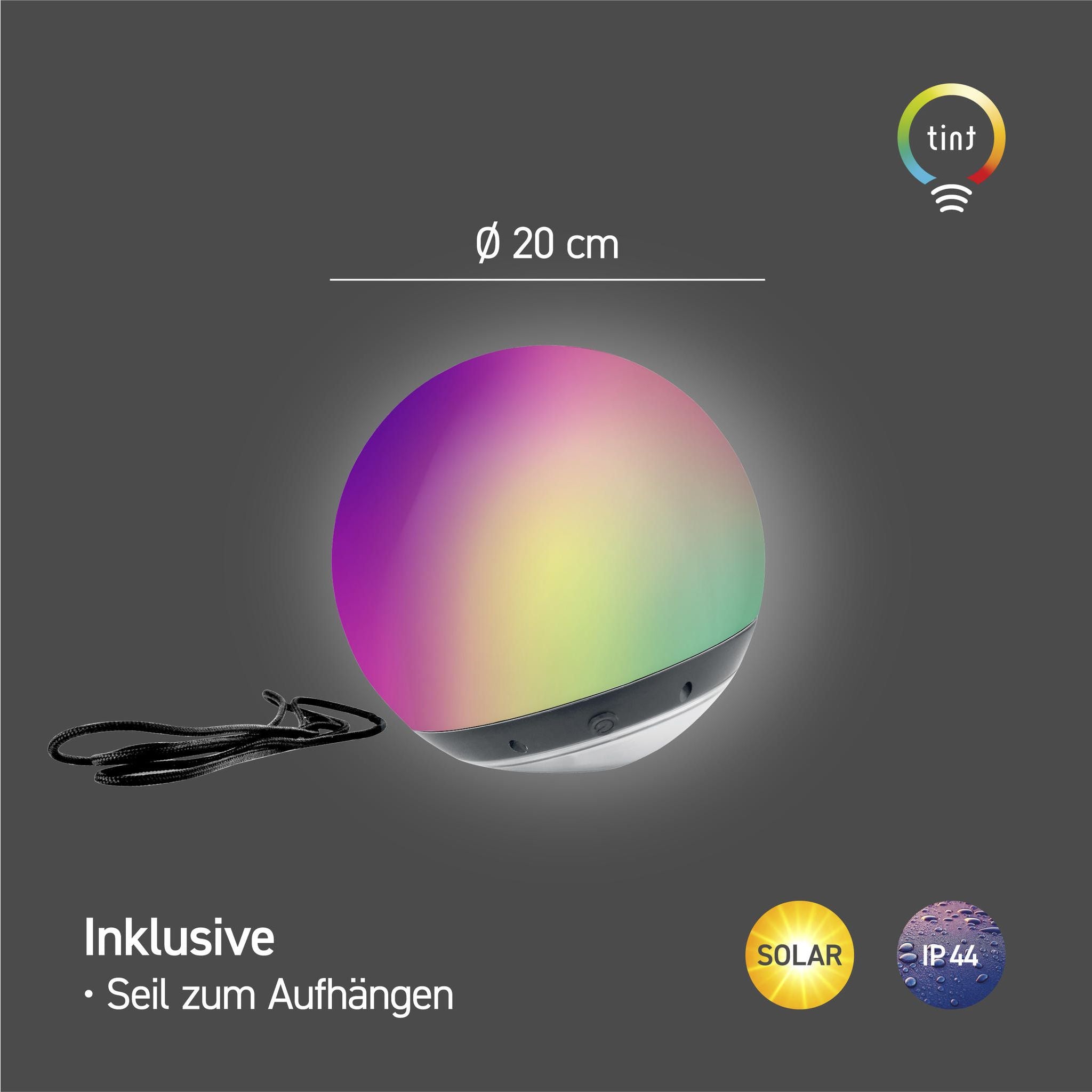 Smarte LED-Hängekugel Pendula Solar, 20cm