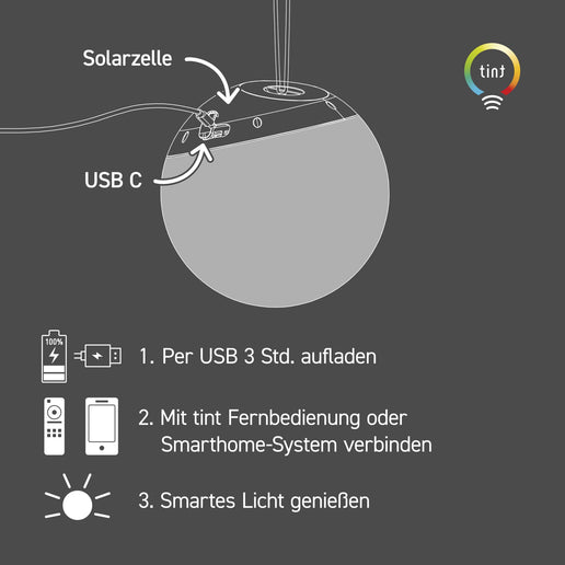 Smarte LED-Hängekugel Pendula Solar, 20cm