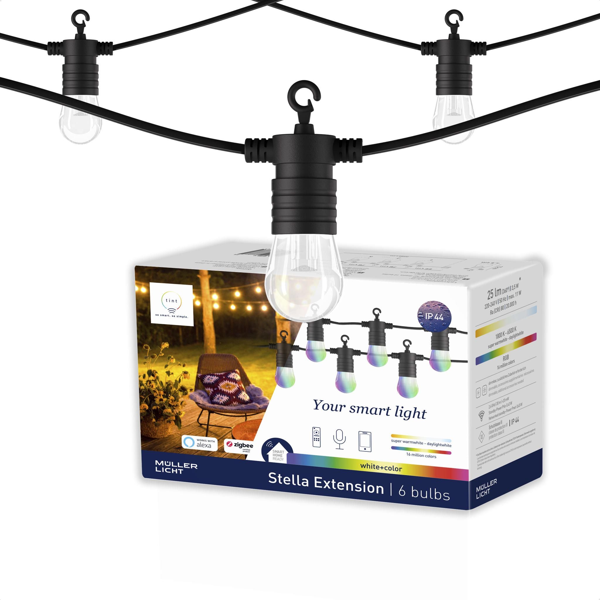 Smarte Outdoor LED-Lichterkette Stella Erweiterung (6 Birnen)