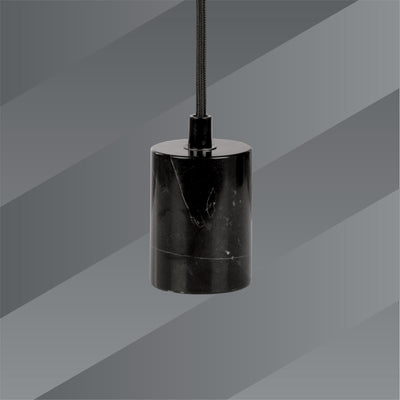 Pendelleuchte E27, Marmor, schwarz