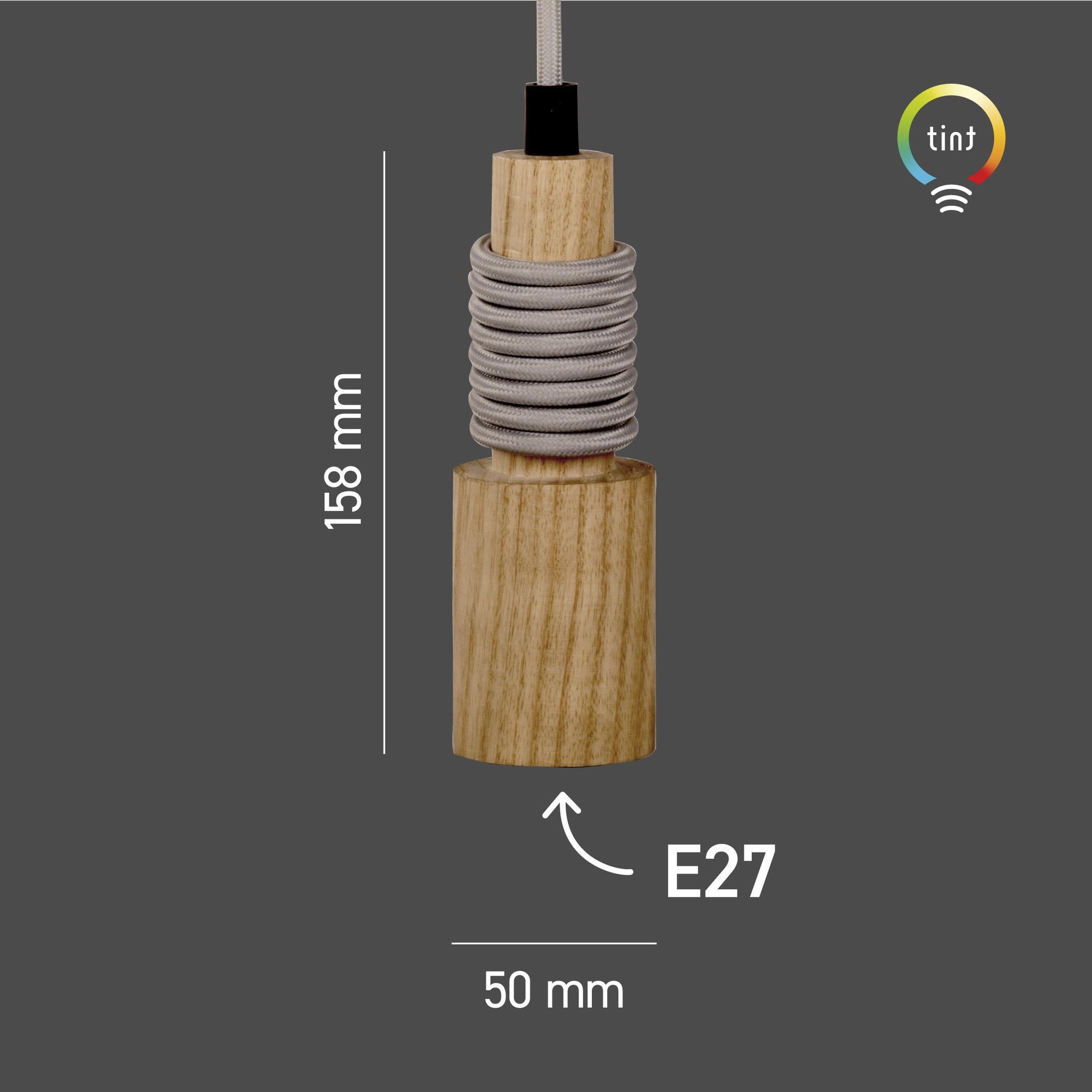 LED-Pendelleuchte E27, Holz