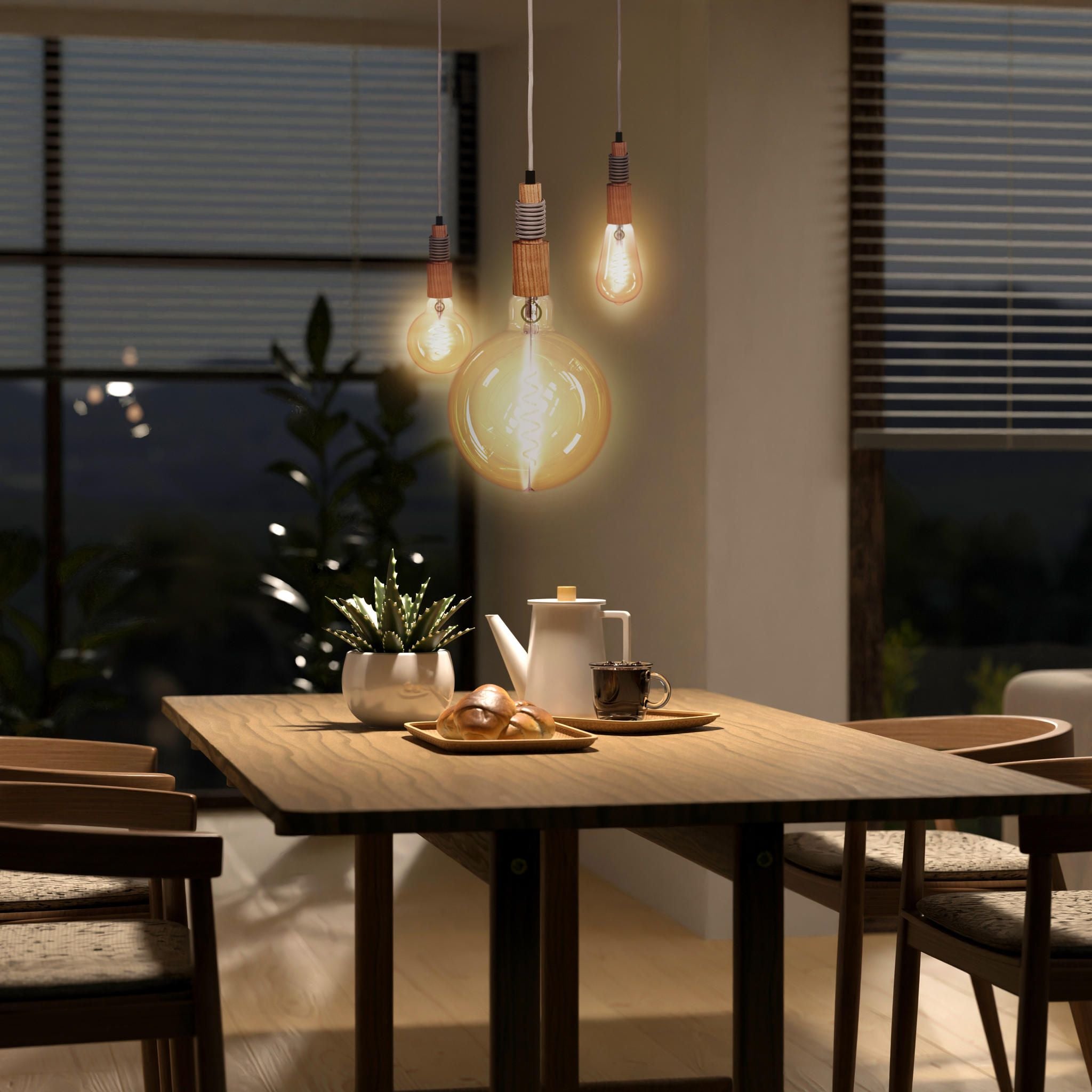 Pendelleuchte E27, Holz