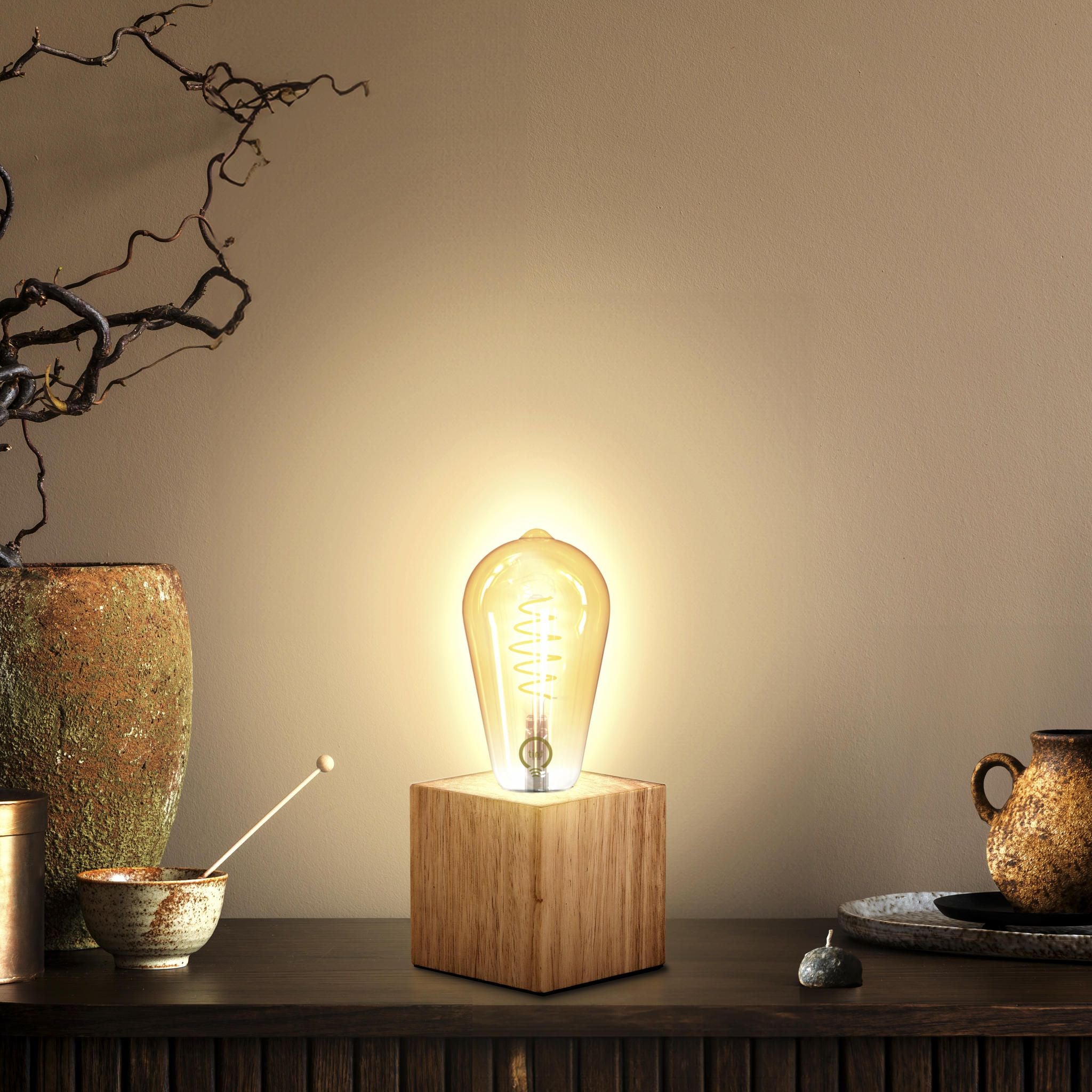 Tischleuchte E27, Holz