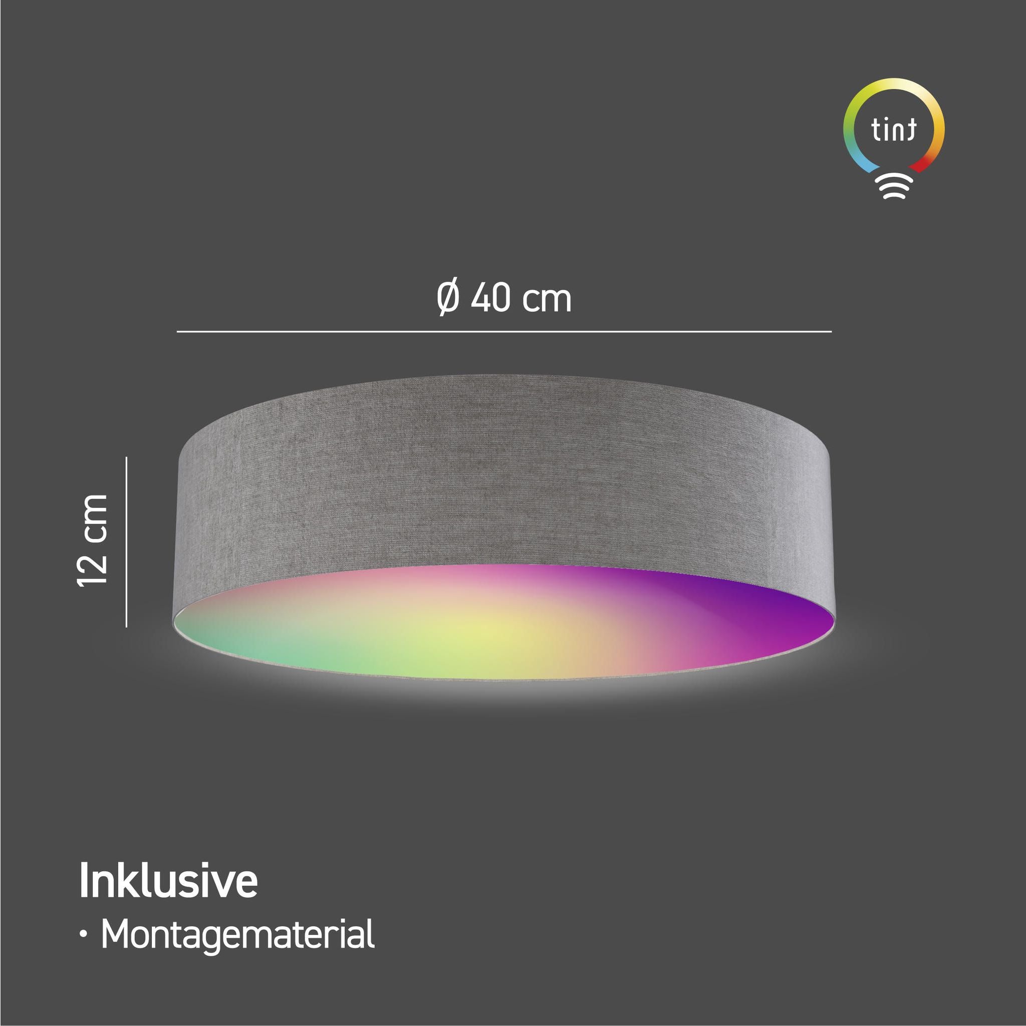 Smarte LED-Deckenleuchte Malea, taupe