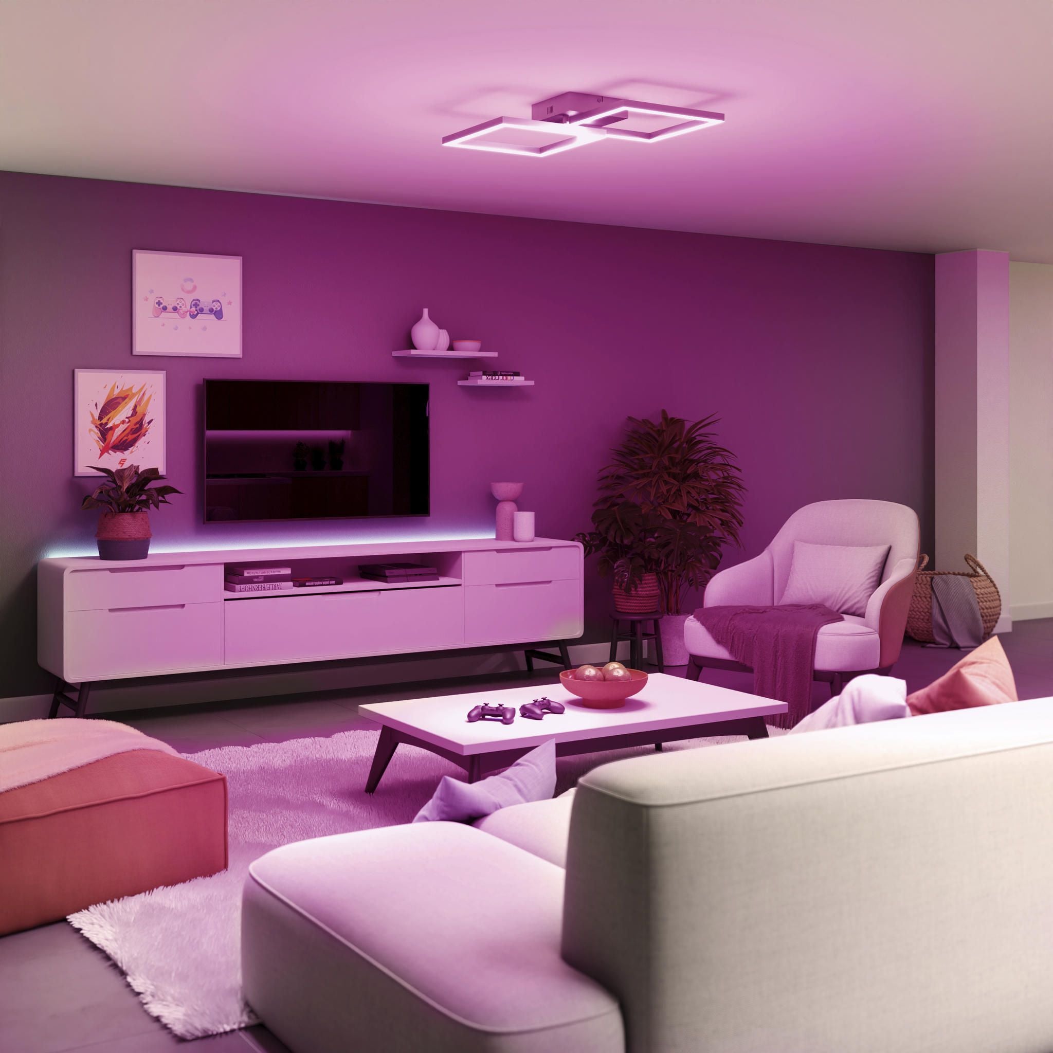 Smarte Deckenleuchte Cano silver, white+color