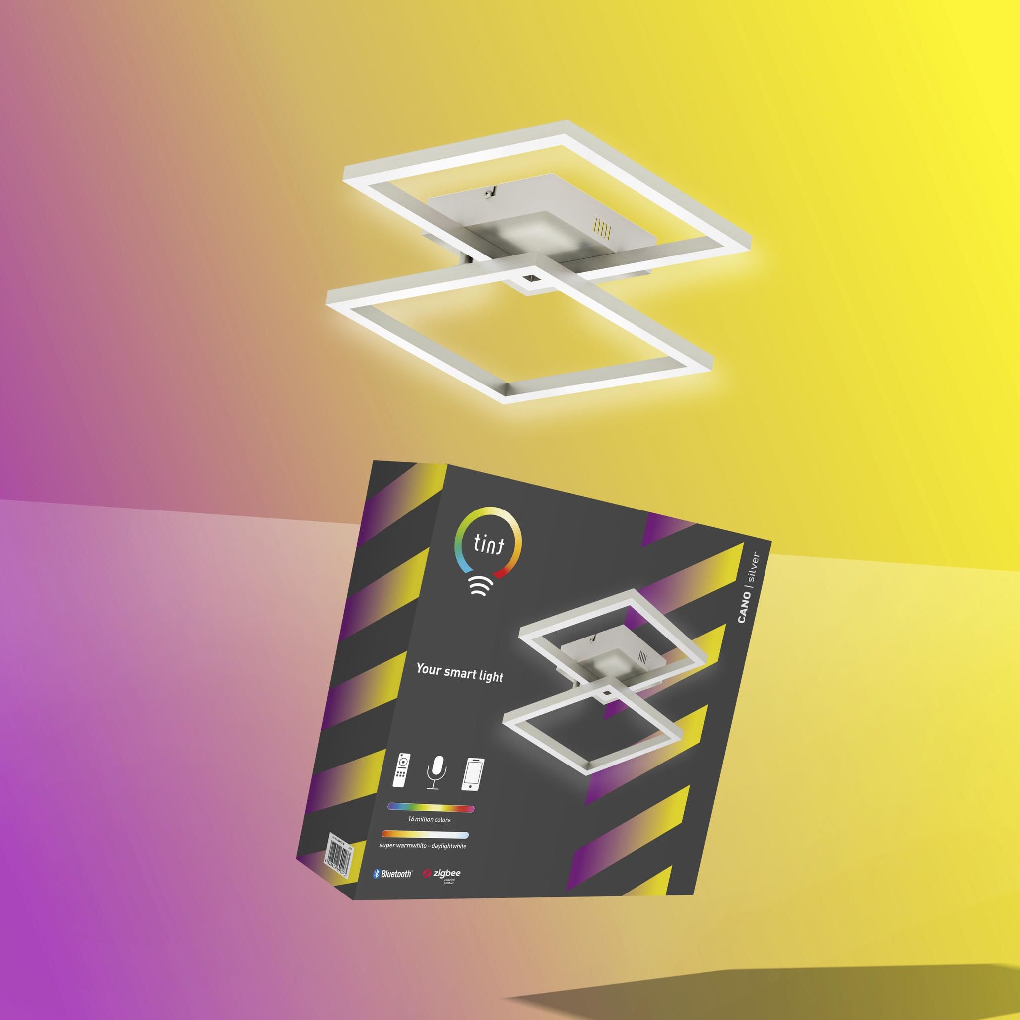 Smarte Deckenleuchte Cano silver, white+color