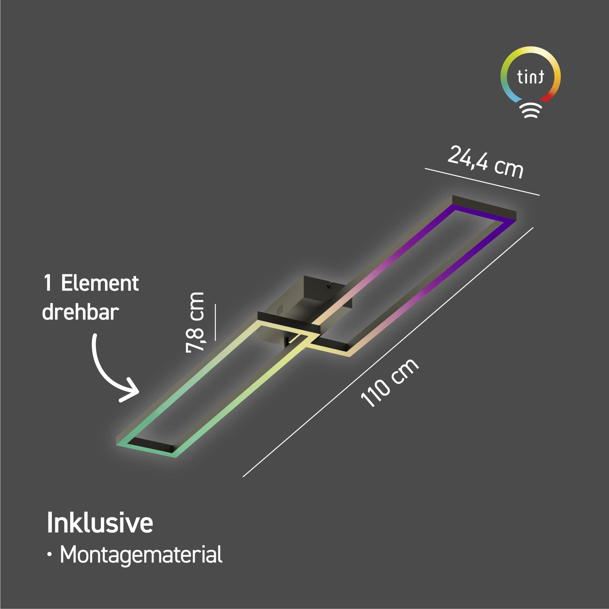 Smarte Deckenleuchte Ciso black, white+color