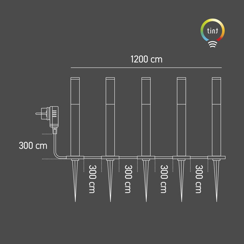 Smarte Outdoor LED-Wegleuchten Lino, 5er-Set