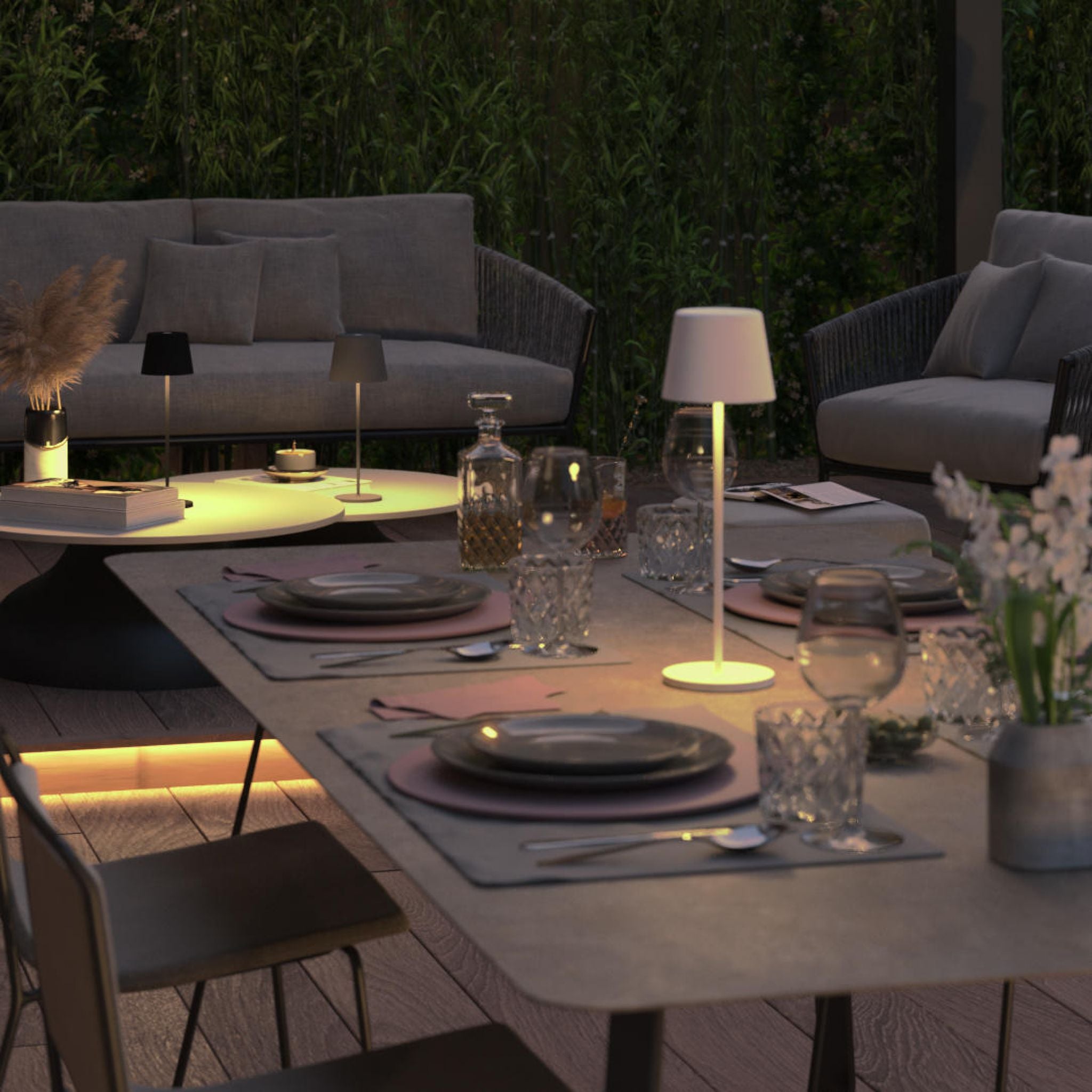 Smarte Akku-Tischleuchte Dalia, Anthrazit